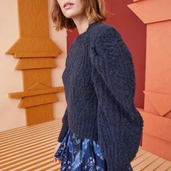 Ulla Johnson Heather Alpaca Blend Pull Over Sweater in Midnight Size M - Picture 4 of 14